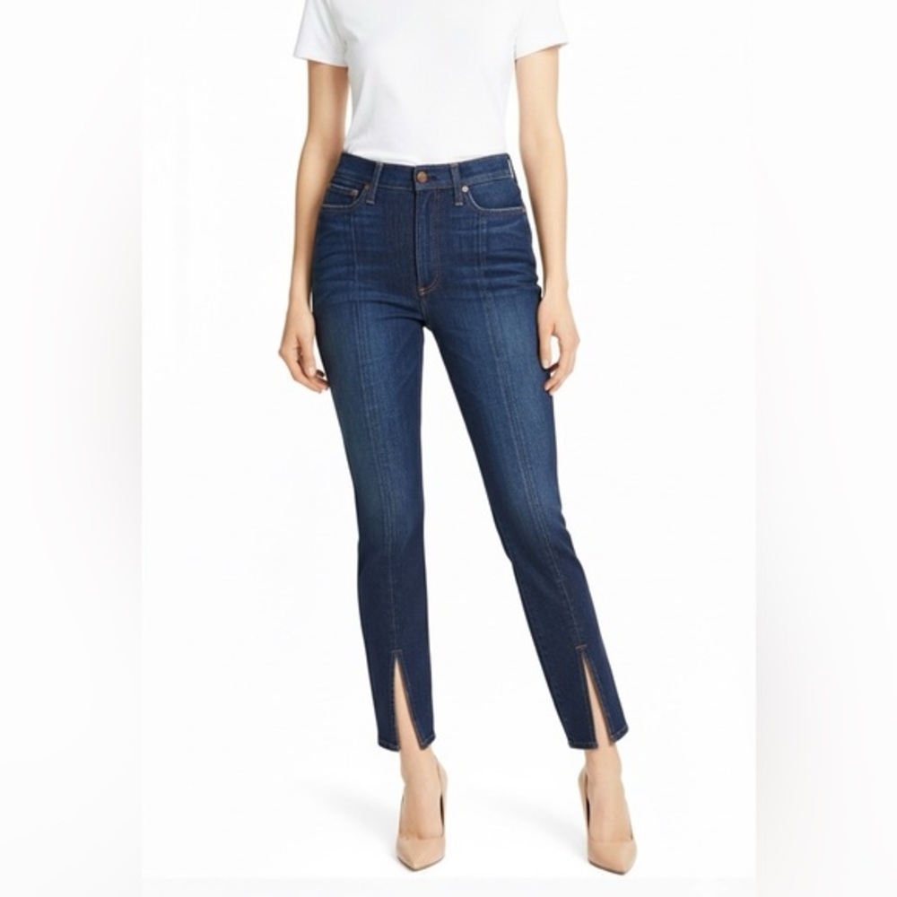 Alice+Olivia AO. LA You Look Good Jeans High Rise Front Ankle Slits SZ 26